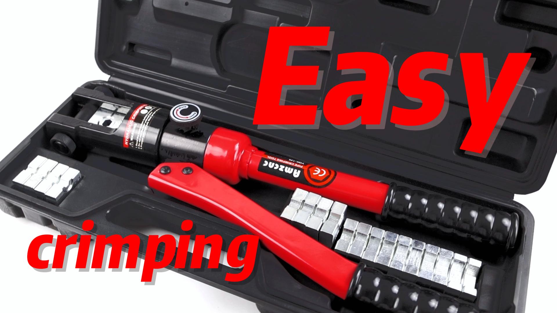 AMZCNC 12 Ton Hydraulic Wire Crimper Battery Cable Lug Terminal